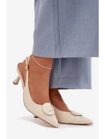 Dámské sandály na podpatku s ozdobným detailem světle béžové model 22027892 - Boto Dámské sandály na podpatku s ozdobným detailem světle béžové model 22027892 - Boto
