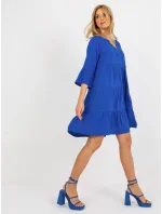 Šaty D73761M30214B kobaltově modré