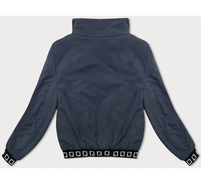 Tmavě modrá krátká dámská bunda se stojáčkem (5M3161)