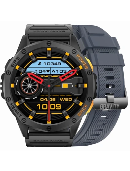 GRAVITY GPS GT24-1 Pánské chytré hodinky Černý silikonový řemínek + Navy Blue Silicone Strap GRAVITY GPS GT24-1 Pánské chytré hodinky Černý silikonový řemínek + Navy Blue Silicone Strap