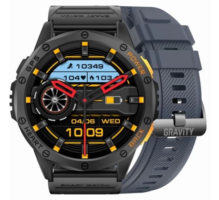 GRAVITY GPS GT24-1 Pánské chytré hodinky Černý silikonový řemínek + Navy Blue Silicone Strap GRAVITY GPS GT24-1 Pánské chytré hodinky Černý silikonový řemínek + Navy Blue Silicone Strap