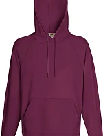 Fruit of the Loom Lightweight Hooded Sweat Pánská raglánová mikina s kapucí 16.2140 burgundy