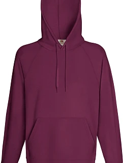 Fruit of the Loom Lightweight Hooded Sweat Pánská raglánová mikina s kapucí 16.2140 burgundy