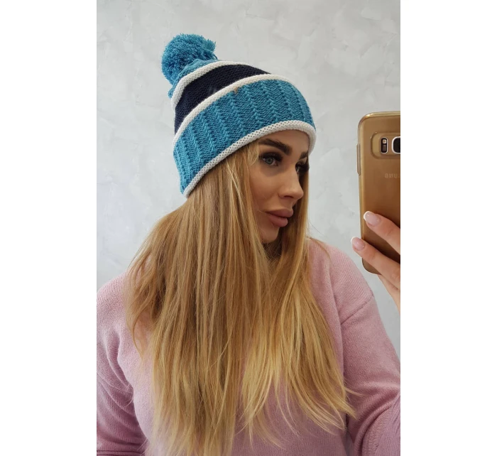 Dámská čepice Kinga K297 tyrkysová+zelená Dámská čepice Kinga K297 tyrkysová+zelená