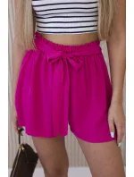 Viskózové šortky zavazované v pase fuchsie Viskózové šortky zavazované v pase fuchsie