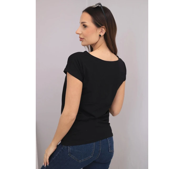 Dámská bavlněná halenka s potiskem CHIC černá