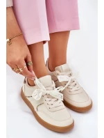 Nízké Dámské Tenisky S Krajkou Leopardí Béžové Zielle