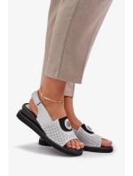 Dámské sandály na klínu – stříbrné Isnnoria