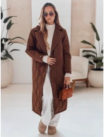 Dámský prošívaný dlouhý kabát TRENDIFY hnědý FashionStreet TY4939