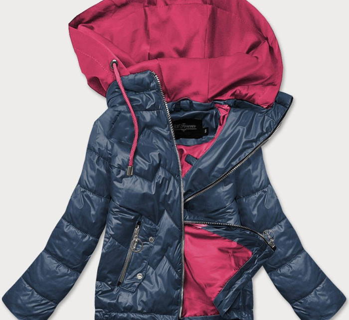 Modro/růžová dámská bunda s kapucí (BH2003)