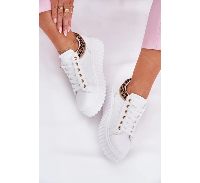 Dámské Sportovní Boty Na Platformě Z Eko Kůže Panther Bílé Velionna Dámské Sportovní Boty Na Platformě Z Eko Kůže Panther Bílé Velionna
