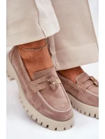 Semišové Dámské Mokasíny S Nášivkou Medvěd Vinceza 79533 Béžové