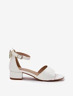 Lesklé Dívčí Sandály Na Nízkém Podpatku Bílé Ainare