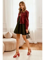 Eko kožené sandály na podpatku bordové model 21699445 - Boto Eko kožené sandály na podpatku bordové model 21699445 - Boto