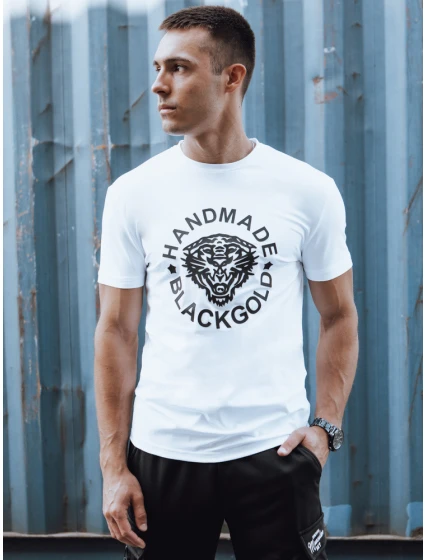 Pánské bílé tričko s potiskem FashionStreet RX5582