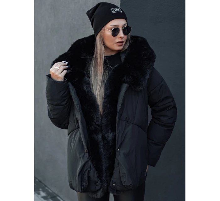 LUNAVI dámská zimní bunda prošívaná s kožešinou černá FashionStreet TY4667