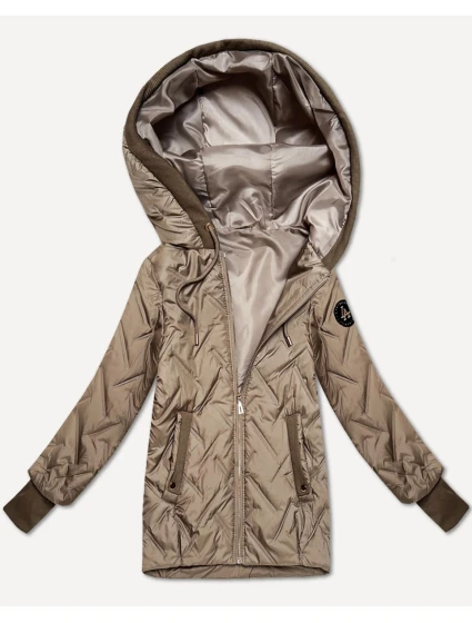 Béžová dámská bunda s vsadkami model 21322570 - S'WEST Béžová dámská bunda s vsadkami model 21322570 - S'WEST