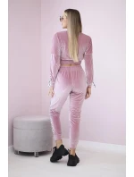 Velurová souprava s nápisem Queen dark powder pink
