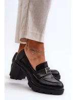 Dámské polobotky na podpatku s ozdobou Černé model 21655240 - Boto Dámské polobotky na podpatku s ozdobou Černé model 21655240 - Boto