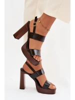 Dámské sandály na podpatku a platformě Eko kůže Černé model 21943430 - Boto