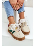 Sneakersy Damskie Z Przypinkami Beżowe Jariana Sneakersy Damskie Z Przypinkami Beżowe Jariana
