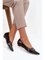 Dámské lakované baleríny s pásky Zarelia – černé