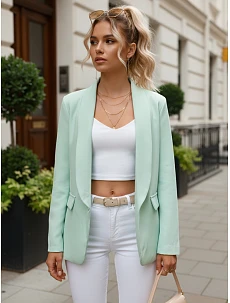 Dámské elegantní sako rozepínací mátové FashionStreet PY0144