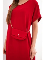 Dámské šaty s krátkým rukávem a model 22064463 na řetízku bordó - K-Fashion