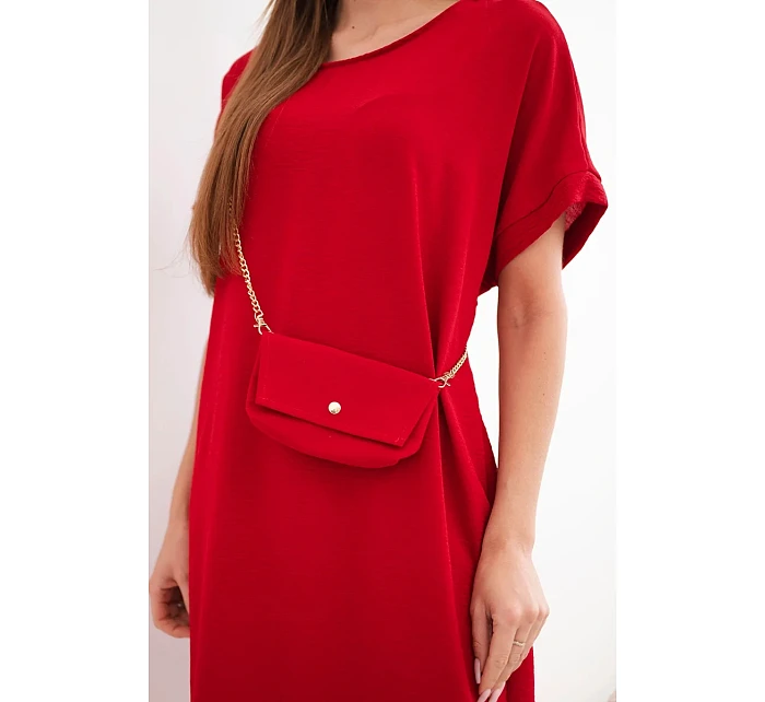 Dámské šaty s krátkým rukávem a model 22064463 na řetízku bordó - K-Fashion