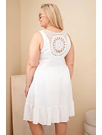 Dámské šaty Plus Size z viskózy s krajkou bez rukávů bílá Dámské šaty Plus Size z viskózy s krajkou bez rukávů bílá