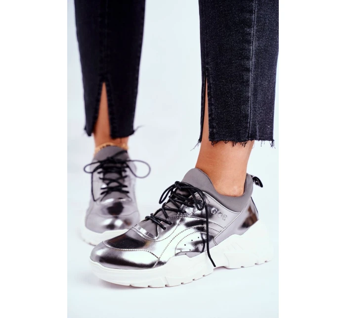 Kožené Sportovní Obuv Sneakers GOE GG2N3040 Stříbrné Kožené Sportovní Obuv Sneakers GOE GG2N3040 Stříbrné