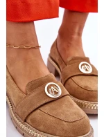 Elegantní mokasíny tmavě béžové semišové model 21613258 - Boto