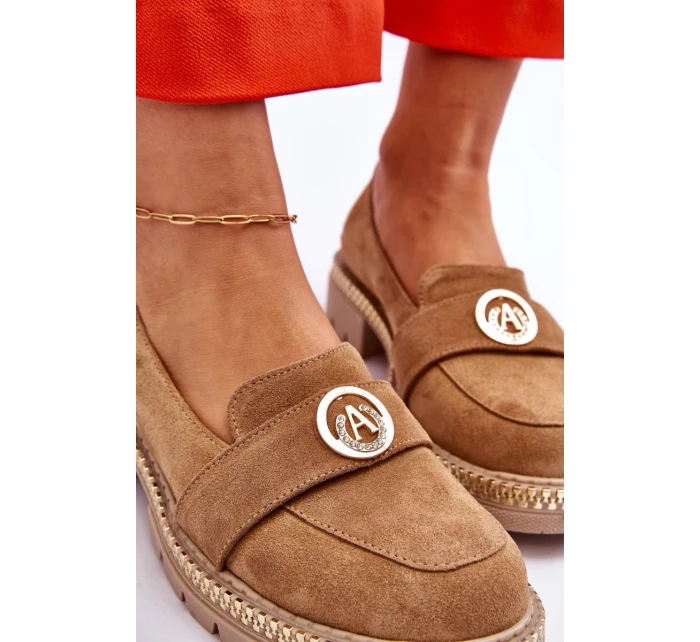 Elegantní mokasíny tmavě béžové semišové model 21613258 - Boto