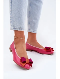 Kožené Baletky S Mašlí model 21695039 Fuchsie - Maciejka