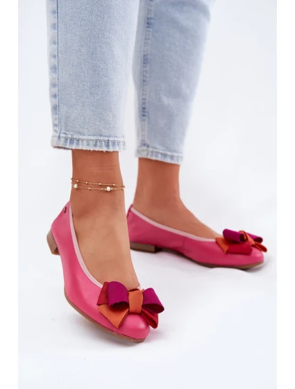 Kožené Baletky S Mašlí model 21695039 Fuchsie - Maciejka