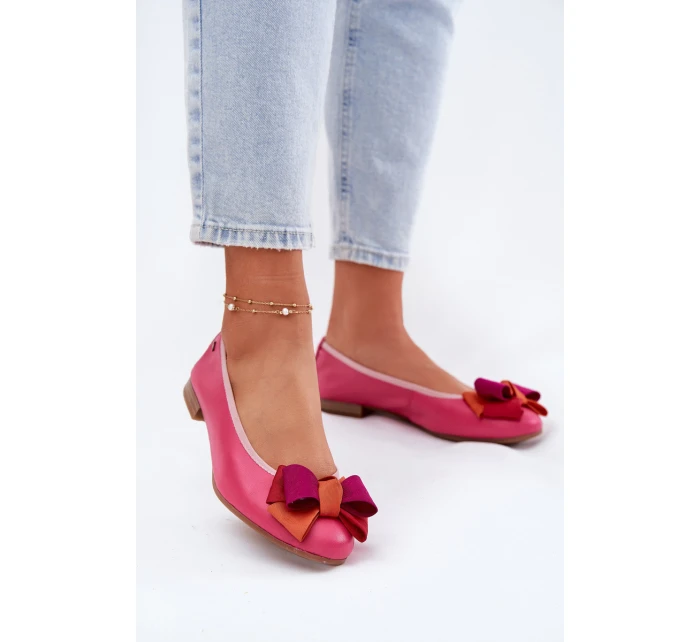 Kožené Baletky S Mašlí model 21695039 Fuchsie - Maciejka