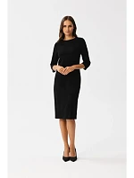 S350 Plášťové šaty s rozparkem vpředu - černé