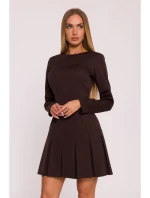 M872 Šaty s obrácenými záhyby - hnědé