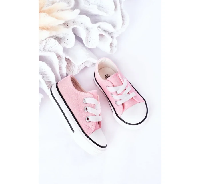 Dětské Brokátové Tenisky Růžové Bling-Bling Dětské Brokátové Tenisky Růžové Bling-Bling