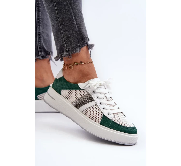Dámské kožené tenisky D&A zeleno-bílé Dámské kožené tenisky D&A zeleno-bílé
