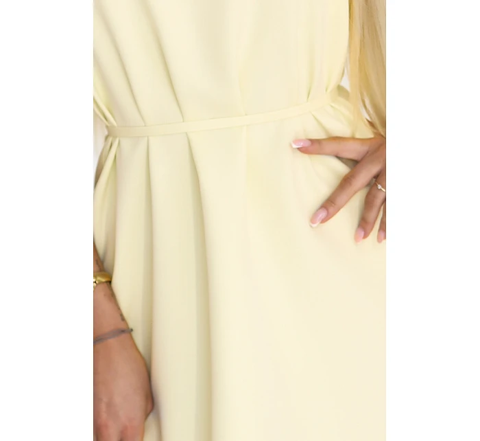 VICTORIA Trapézové šaty bez rukávů s páskem  žluté model 22118441 - numoco