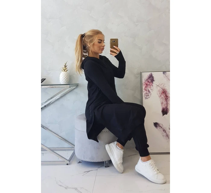 Souprava mikiny s delší stranou černá