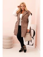 Dámská vesta Plus Size prošívaná s páskem a límcem fango