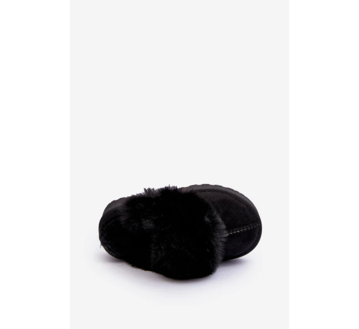 Dětské pantofle s kožešinou černé Birasta