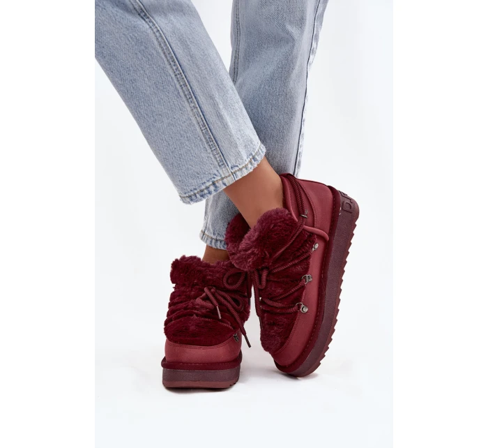 Nízké sněhule na platformě s kožíškem D.Franklin DFSH370011 bordové