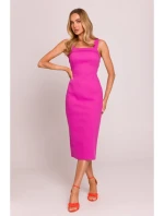 model 20970510 Džínové midi šaty růžové - Moe