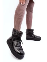 Dámské boty do sněhu na platformě se šněrováním v černém Fleure Dámské boty do sněhu na platformě se šněrováním v černém Fleure