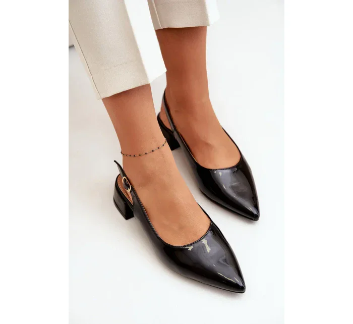 Lakované baleríny na nízkém podpatku se  černé model 20505378 - Kesi