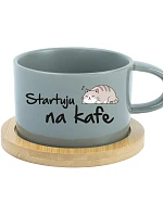 STARTUJU NA KAFE - šedý hrníček makronka 200 ml