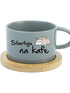 STARTUJU NA KAFE - šedý hrníček makronka 200 ml